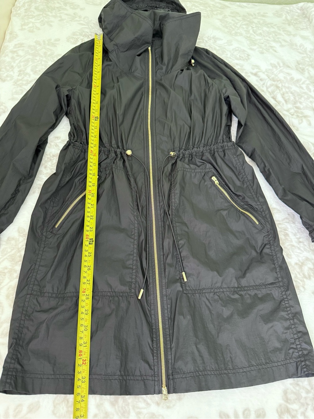 Mackage Ellia Anorak Coat Parka Packable Black Windbreaker Hidden Hood - Picture 10 of 15